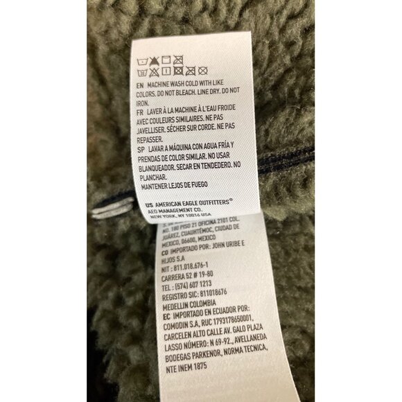 American Eagle Womens Olive Green Oversized Shearling Biker Jacket Size MEDIUM - Picture 10 of 10